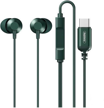 REMAX zestaw słuchawkowy / słuchawki dokanałowe Typ C Metal Wired RM-C512 zielone