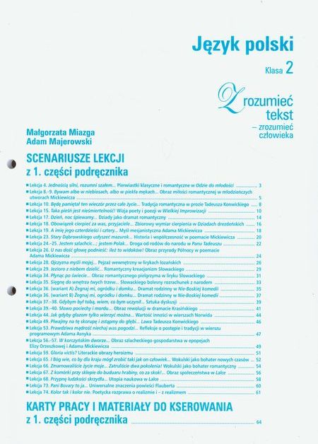 Zrozumieć Tekst - zrozumieć Człowieka Klasa 2 Scenariusze Lekcji z
