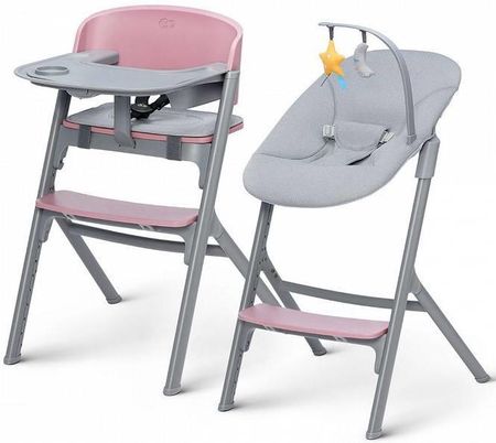Kinderkraft Zestaw Krzesełko Do Karmienia LIVY różowe + bujaczek CALMEE