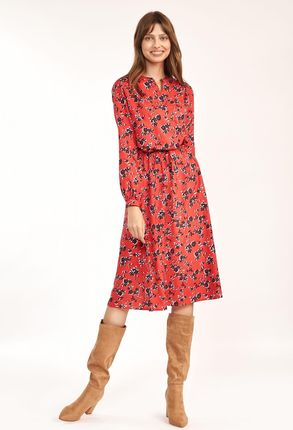 Sukienka midi w kwiatowy wzór S189 Red/Flowers