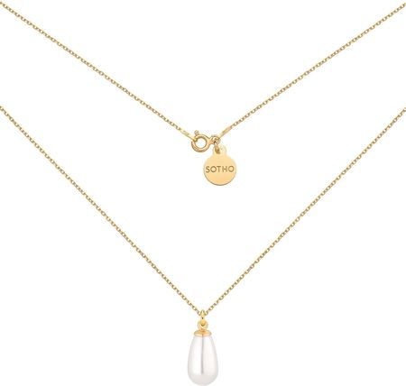 Sotho Złoty naszyjnik z białą perłą SWAROVSKI® CRYSTAL : Długość - 45 cm N2615
