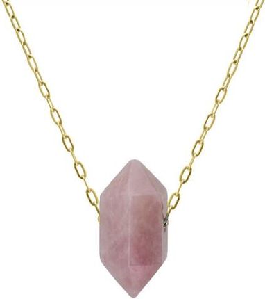Manoki Kwarc różowy złoty łańcuszek z naturalnym kamieniem stal szlachetna WA620R