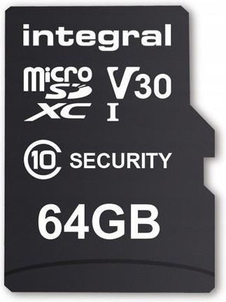 INTEGRAL Carte micro SD Security 64Go 4K V30 UHS-1 U3 A1 CLASS 10