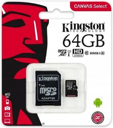 Kingston Karta Microsd 64GBMicro CL10 Adapter Sd