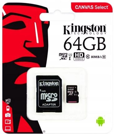 Kingston Karta Pamięci Micro Sd 64GB+ Adapter