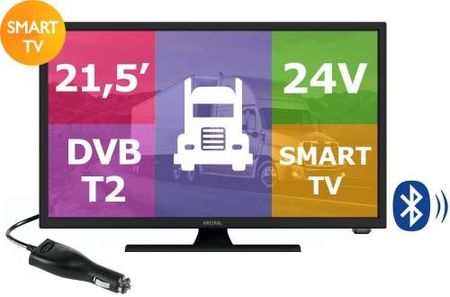 Telewizor samochodowy 21,5'' SMART LED 12V 24V z tunerem DVB-T/T2 i DVB-S2
