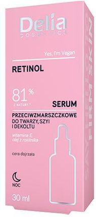 Delia Cosmetics Retinol Serum Przeciwzmarszczkowe Do Twarzy Szyi I Dekoltu Na Noc 30 ml