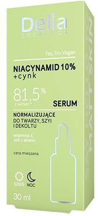 Delia Cosmetics Niacynamid 10% + Cynk Serum Normalizujące Do Twarzy Szyi I Dekoltu 30 ml