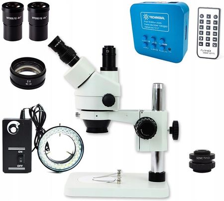 Techrebal Mikroskop Stereoskopowy 7-180X + Kamera Soczewki 