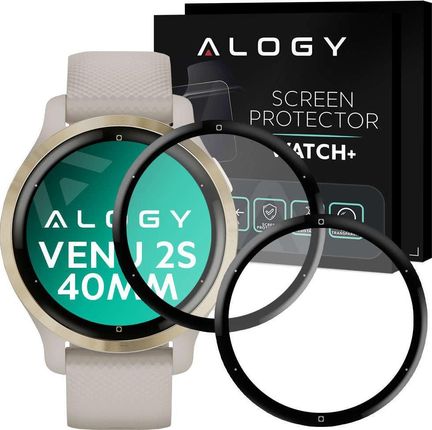 Alogy 2x Szkło na smartwatch elastyczne 3D do Garmin Venu 2s 40mm Black uniwersalny