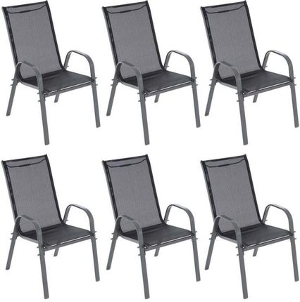 Garthen Krzesła Ogrodowe Sztaplowane Czarne / Ciemnoszare