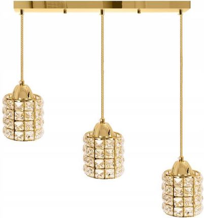 Toolight Lampa Wisząca 3 Kryształowa Złota Gold Glamour (OSW08742)