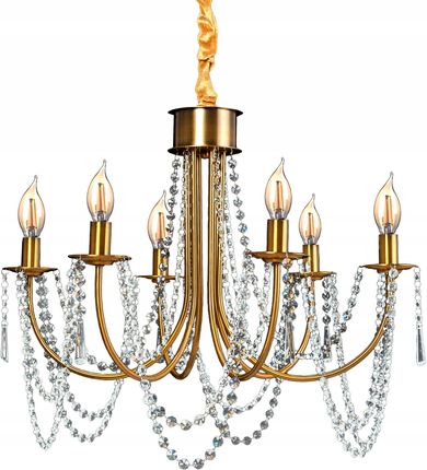 Toolight Lampa Kryształowa Wisząca Żyrandol Złoty Duża (APP7656CP)