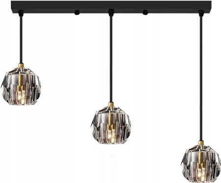 Toolight Lampa Wisząca 3 Kryształowa Metal Czarny Glamour (APP5873CP)