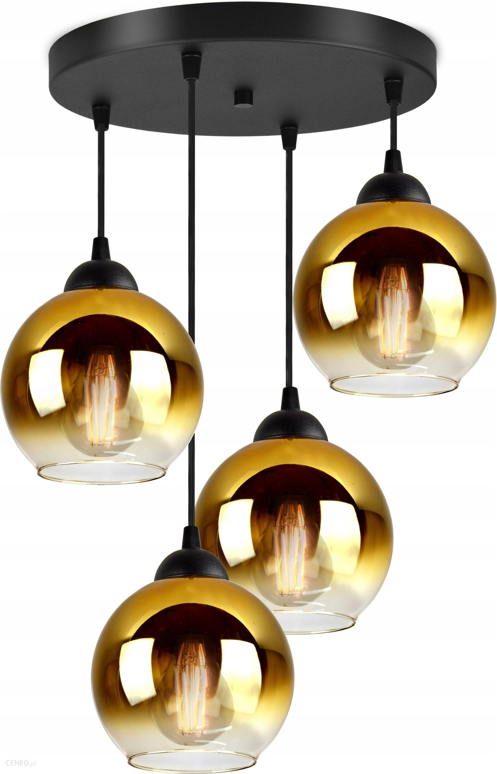 Luxolar Lampa Wisząca Żyrandol 4 szklane Złote Kule Led (837EZ4)