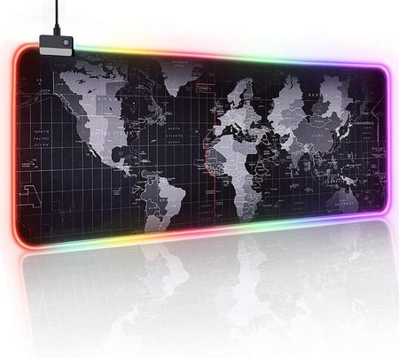 PODKŁADKA RGB MOUSE PAD 800X300X4MM WORLD MAP