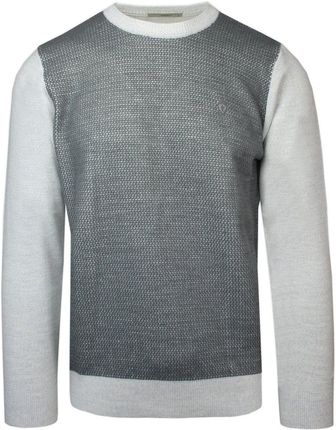 Sweter Z Okrągłym Dekoltem Szary Wzór Geometryczny Męski U Neck Yamak Swkowymk0009U