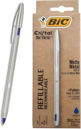Bic Długopis Cristal Re'New Niebieski 1Długopis 2 Wkłady