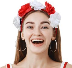 Zdjęcie Arpex Opaska Z Biało Czerwonymi Kwiatkami - Łobżenica