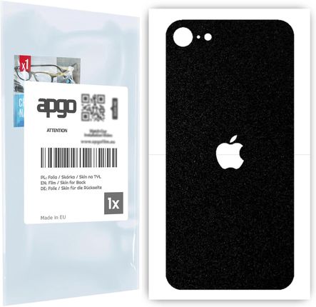 Folia naklejka skórka strukturalna na TYŁ do Apple iPhone SE 2022 -  Czarny Pastel Matowy Chropowaty Baranek - apgo SKINS