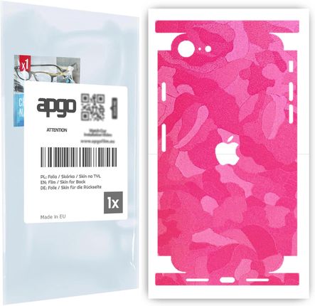 Folia naklejka skórka strukturalna na TYŁ+BOKI do Apple iPhone SE 2022 -  Moro | Camo Różowy - apgo SKINS