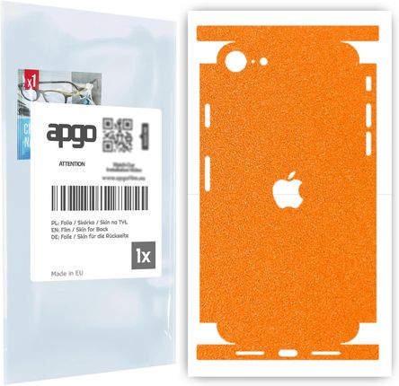 Folia naklejka skórka strukturalna na TYŁ+BOKI do Apple iPhone SE 2022 -  Pomarańczowy Pastel Matowy Chropowaty Baranek - apgo SKINS