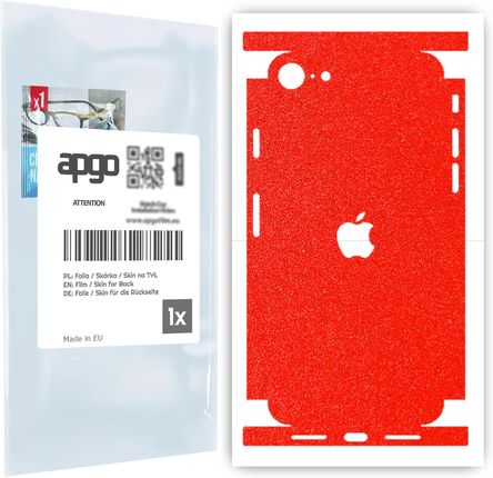 Folia naklejka skórka strukturalna na TYŁ+BOKI do Apple iPhone SE 2022 -  Czerwony Pastel Matowy Chropowaty Baranek - apgo SKINS