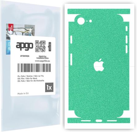 Folia naklejka skórka strukturalna na TYŁ+BOKI do Apple iPhone SE 2022 -  Seledynowy Pastel Matowy Chropowaty Baranek - apgo SKINS