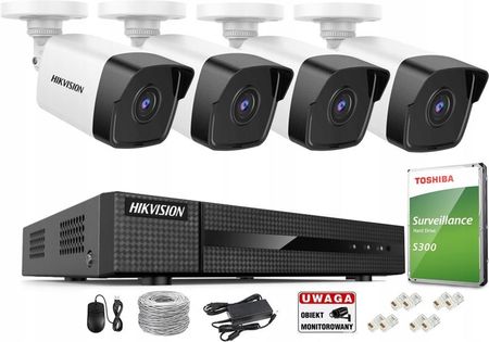 HIKVISION ZESTAW MONITORINGU IP 4 KAMERY POE IR30M