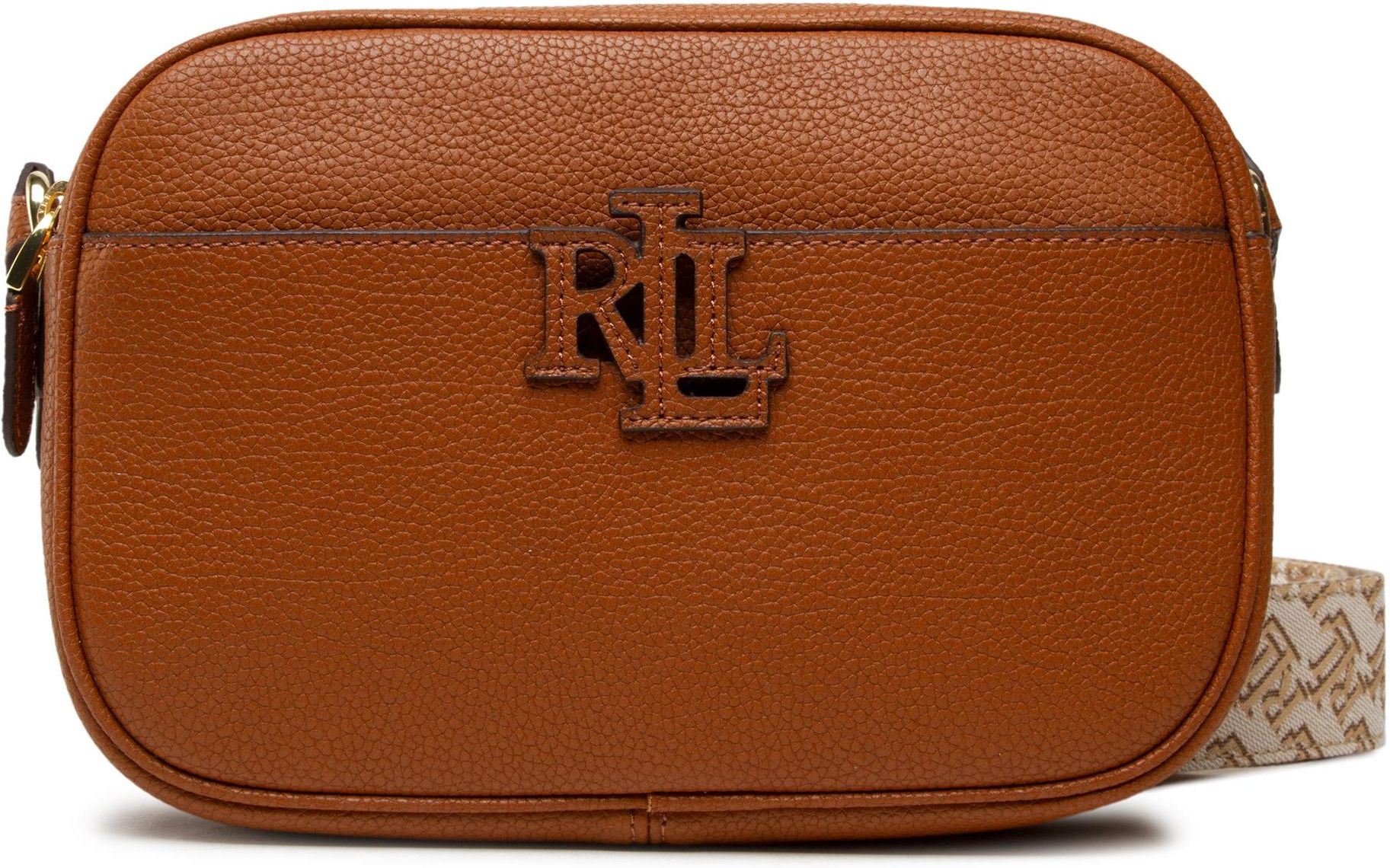 Lauren by Ralph Lauren Carrie 24 Tan Leather Cross-body Bag in