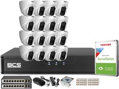 Zestaw do monitoringu Rejestrator BCS-P-NVR1601-4K-E-II Kamery 16x BCS-P-EIP14FSR3 4Mpx