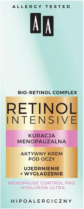 AA Retinol Intensive Kuracja Menopauzalna krem aktywny pod oczy ujędrnienie + wygładzenie 15 ml