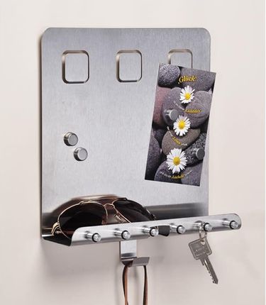 HI Uchwyt na klucze z tablicą srebrny 28,5x25x8 cm (435315)