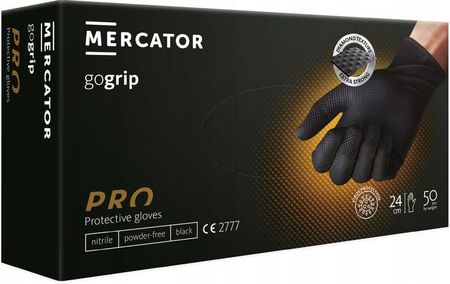 ﻿RĘKAWICE rękawiczki nitrylowe Mercator gogrip black XL 50 szt.