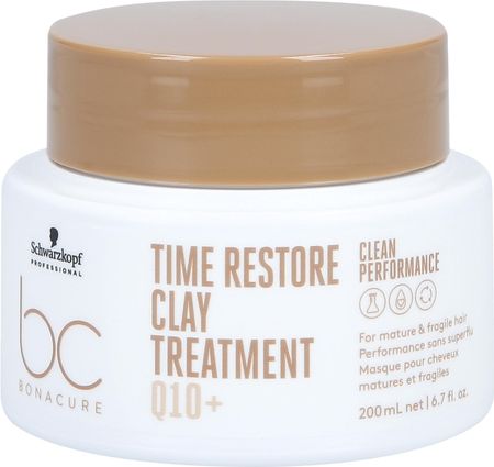 Schwarzkopf Bc Time Restore Clay Treatment Q10+ Maska Odbudowująca Włosy Zniszczone 200ml