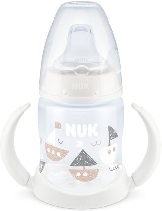 NUK Butelka First Choice z uchwytem ze wskaźnikiem temperatury, silikon, 150ml, biały/statki 1 szt.