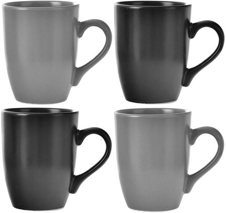 Orion zestaw kubków z uchem do picia kawy herbaty napojów ceramiczny czarny szary ALFA 350 ml 4 szt.