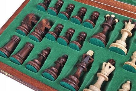 Sunrise Chess & Games Drewniane szachy Senator w kasetce CHW5 BROWN 42x42 - zdjęcie 4