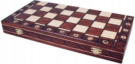 Sunrise Chess & Games Drewniane szachy Senator w kasetce CHW5 BROWN 42x42 - zdjęcie 3