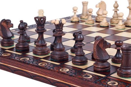 Sunrise Chess & Games Drewniane szachy Senator w kasetce CHW5 BROWN 42x42 - zdjęcie 2
