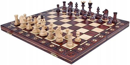 Sunrise Chess & Games Drewniane szachy Senator w kasetce CHW5 BROWN 42x42