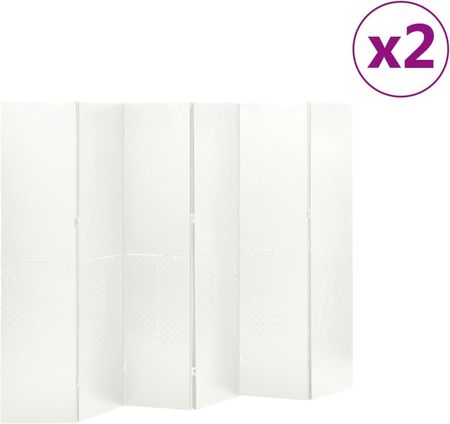 vidaXL Parawany 6 Panelowe 2Szt. Białe 240X180Cm Stalowe (3095200)