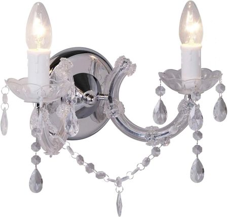 Zumaline Kinkiet LAMPA ścienna MAGNOLIA RLB94016-2A pałacowa OPRAWA świecznikowa z kryształkami chrom przezroczysta (RLB940162ACLEAR)