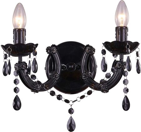 Zumaline Kinkiet LAMPA ścienna MAGNOLIA RLB94016-2B (black) świecznikowa OPRAWA pałacowa z kryształkami crystals czarna (RLB940162BBLACK)