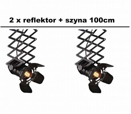 Copel Zestaw LAMP na szynoprzewodzie 1-fazowym studyjne OPRAWY reflektorowe nożycowe na harmonijce czarne (CG15952)