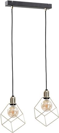 Ket LAMPA wisząca metalowa OPRAWA industrialny ZWIS klatki złote czarne (KET591)