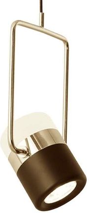 Copel Wisząca LAMPA modernistyczna kwadratowa OPRAWA metalowa ramka ZWIS frame tuba regulowana czarna złota (CGFLARBK)