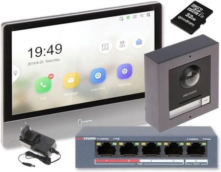 Hikvision Zestaw Wideodomofonowy Ip Monitor 7" Lcd Ds-Kh8350-Wte1 + Stacja Bramowa Ds-Kd-8003-Ime1
