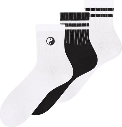 Zestaw bawełnianych skarpety z haftowanym wzorem - YIN AND YANG- 3PACK