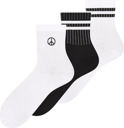 Zestaw bawełnianych skarpety z haftowanym wzorem - PEACE- 3PACK